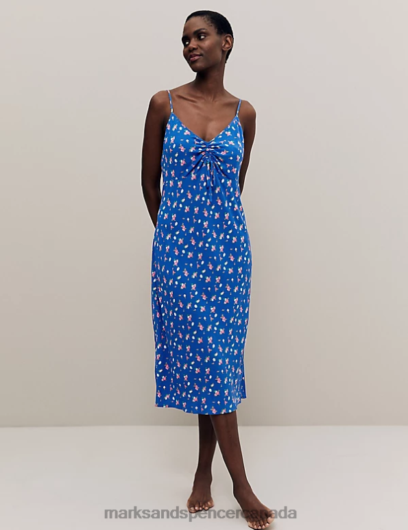 Unisex Blue Mix Lingerie Marks & Spencer Floral Print Chemise 20VTD3521 - Marks and Spencer Canada locations