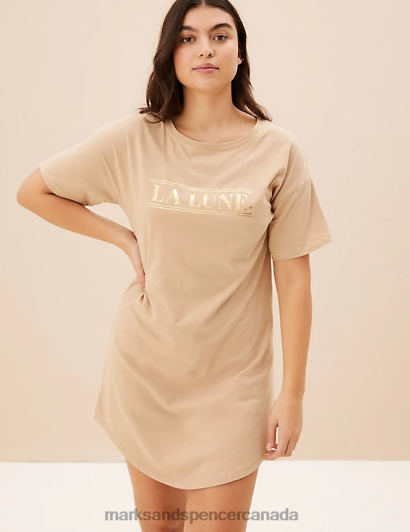 Unisex Camel Mix Lingerie Marks & Spencer 2pk Pure Cotton Printed Short Nightdresses 20VTD3399 - Marks and Spencer online