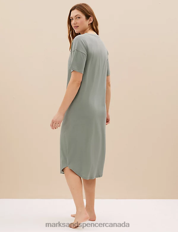 Marks and Spencer Canada - Unisex Green Mix Lingerie Marks & Spencer 2pk Pure Cotton Printed Long Nightdresses 20VTD3494