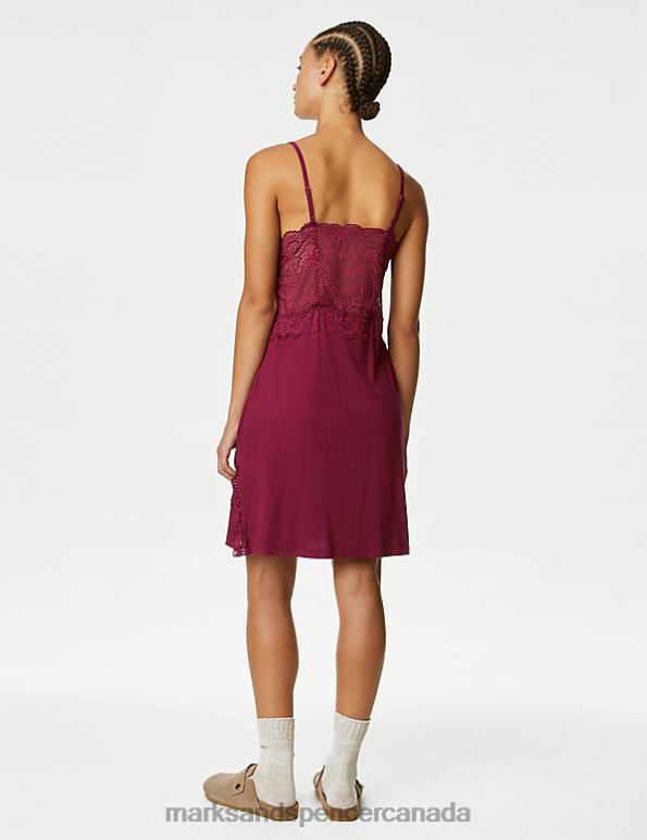 Unisex Raspberry Lingerie Marks & Spencer Body Soft Lace Trim Chemise 20VTD3844 - Marks and Spencer Canada locations