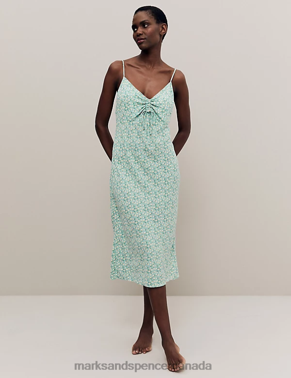 Marks and Spencer sale - Unisex Teal Mix Lingerie Marks & Spencer Floral Print Chemise 20VTD3576
