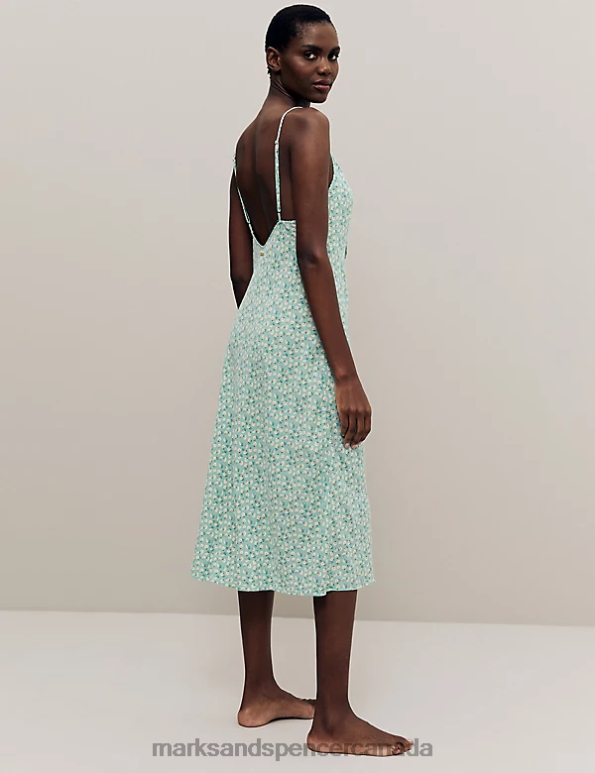 Marks and Spencer sale - Unisex Teal Mix Lingerie Marks & Spencer Floral Print Chemise 20VTD3576