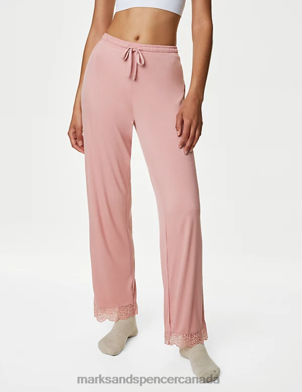 Marks and Spencer Canada - Unisex Antique Rose Lingerie Marks & Spencer Body Soft Lace Trim Pyjama Bottoms 20VTD3752