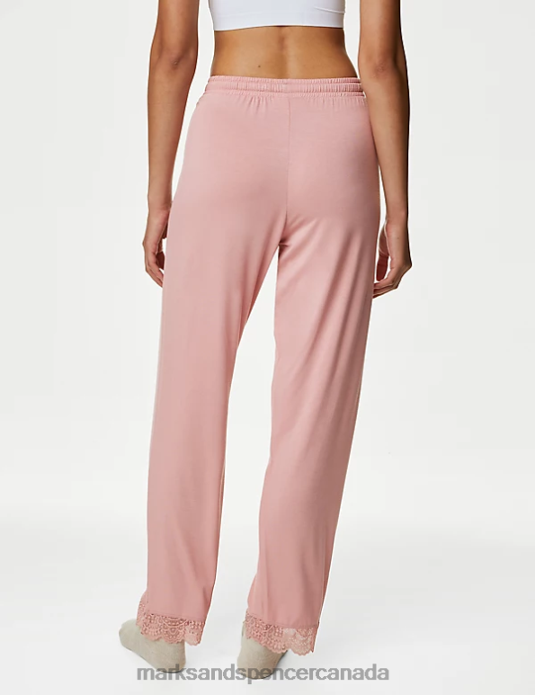 Marks and Spencer Canada - Unisex Antique Rose Lingerie Marks & Spencer Body Soft Lace Trim Pyjama Bottoms 20VTD3752