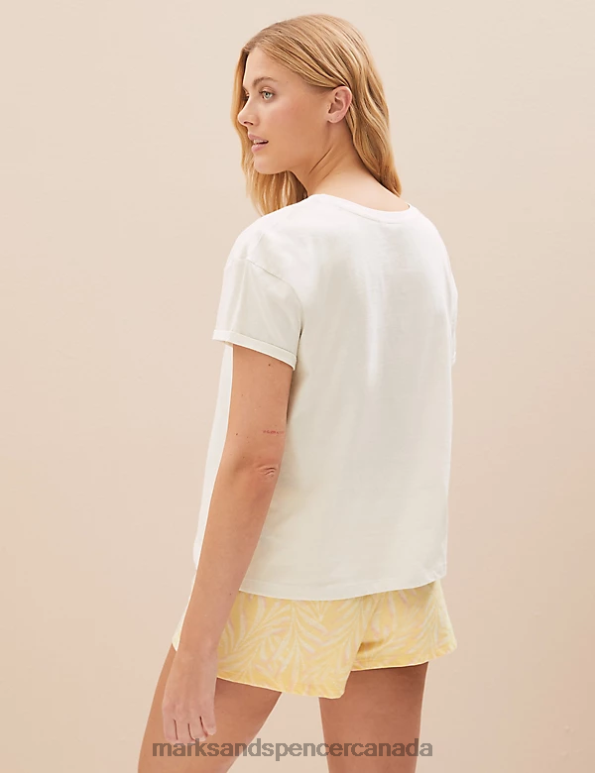 Marks and Spencer near me - Unisex Banana Lingerie Marks & Spencer Pure Cotton Palm Print Shortie Set 20VTD3493