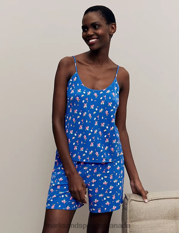 Unisex Blue Mix Lingerie Marks & Spencer Floral Print Cami Top 20VTD3528 - Marks and Spencer Canada locations