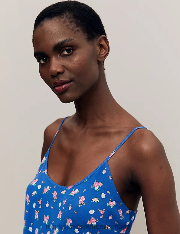 Unisex Blue Mix Lingerie Marks & Spencer Floral Print Cami Top 20VTD3528 - Marks and Spencer Canada locations