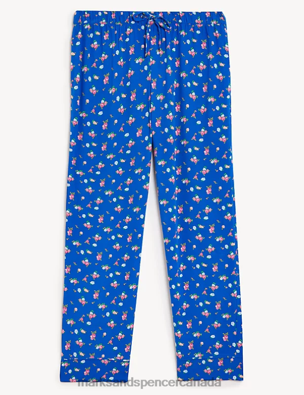 Marks and Spencer Canada - Unisex Blue Mix Lingerie Marks & Spencer Floral Print Pyjama Bottoms 20VTD3555