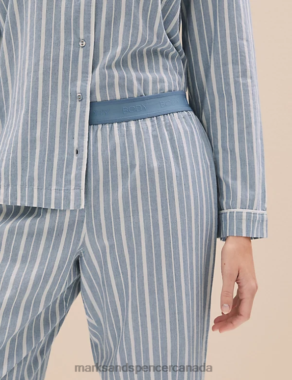 Unisex Blue Mix Lingerie Marks & Spencer Pure Cotton Pyjama Set 20VTD3578 - Marks and Spencer outlet