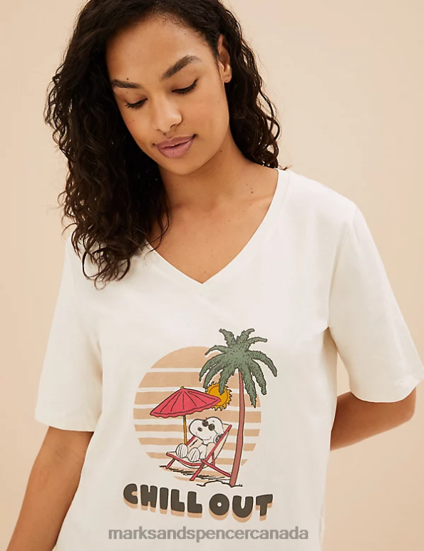 Unisex Dusty Green Lingerie Marks & Spencer Pure Cotton Snoopy Shortie Set 20VTD3564 - Marks and Spencer outlet