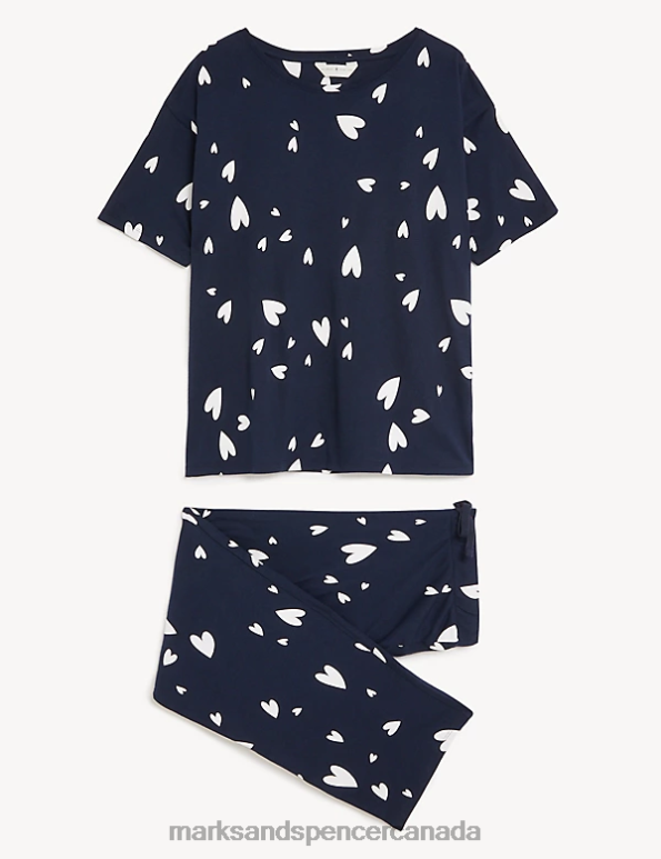 Unisex Navy Mix Lingerie Marks & Spencer Cotton Modal Pyjama Set 20VTD3529 - Marks and Spencer outlet