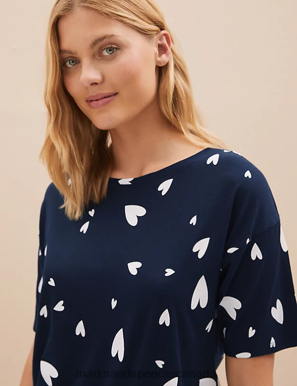 Unisex Navy Mix Lingerie Marks & Spencer Cotton Modal Pyjama Set 20VTD3529 - Marks and Spencer outlet