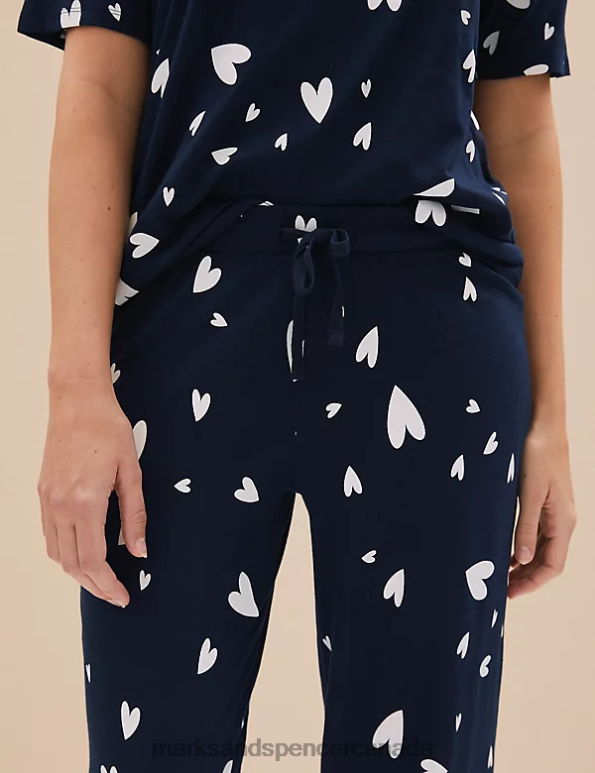 Unisex Navy Mix Lingerie Marks & Spencer Cotton Modal Pyjama Set 20VTD3529 - Marks and Spencer outlet