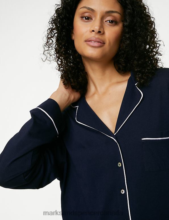 Marks and Spencer Canada - Unisex Navy Mix Lingerie Marks & Spencer Cotton Modal Pyjama Set 20VTD3530