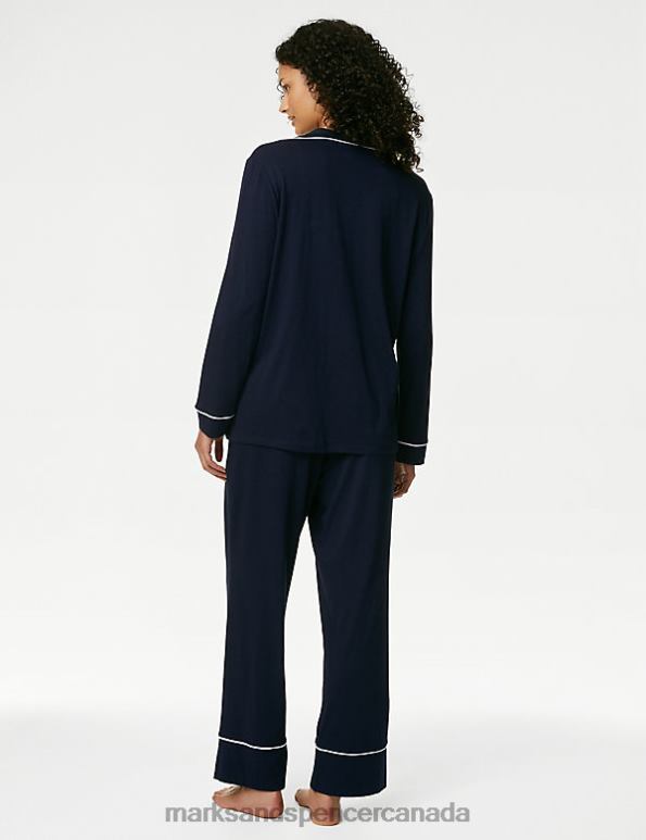 Marks and Spencer Canada - Unisex Navy Mix Lingerie Marks & Spencer Cotton Modal Pyjama Set 20VTD3530