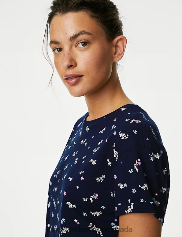 Unisex Navy Mix Lingerie Marks & Spencer Pure Cotton Floral Pyjama Set 20VTD3385 - Marks and Spencer Canada locations