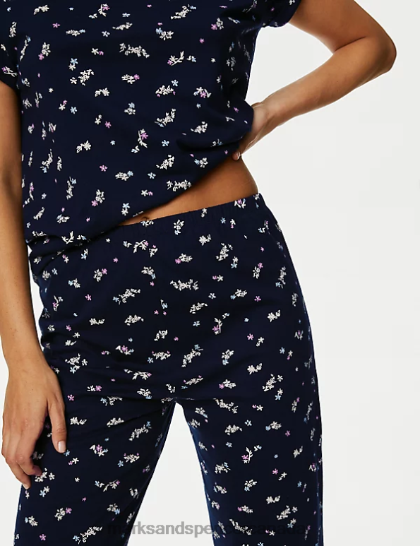 Unisex Navy Mix Lingerie Marks & Spencer Pure Cotton Floral Pyjama Set 20VTD3385 - Marks and Spencer Canada locations