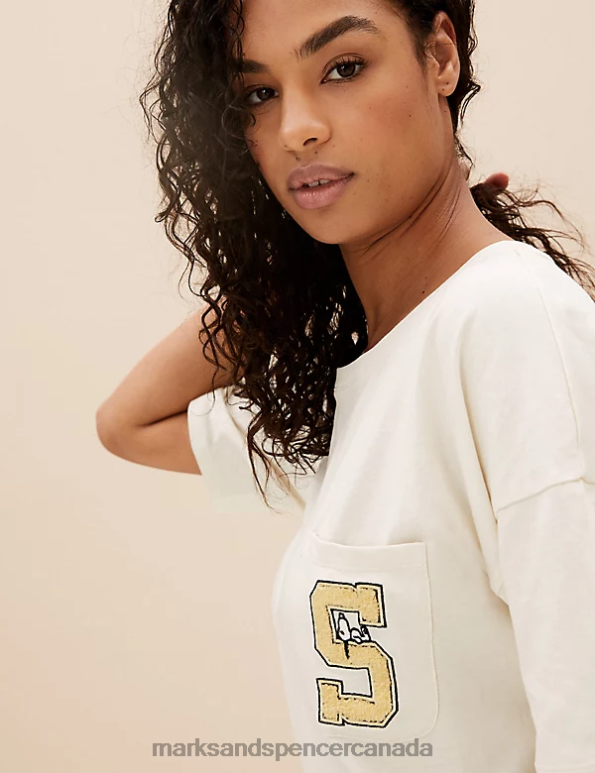 Unisex Navy Mix Lingerie Marks & Spencer Pure Cotton Snoopy Shortie Set 20VTD3371 - Marks and Spencer outlet