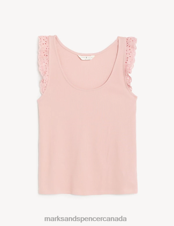 Unisex Pink Lingerie Marks & Spencer Cotton Rich Ribbed Vest 20VTD3488 - Marks and Spencer outlet