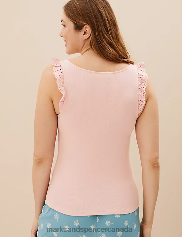 Unisex Pink Lingerie Marks & Spencer Cotton Rich Ribbed Vest 20VTD3488 - Marks and Spencer outlet