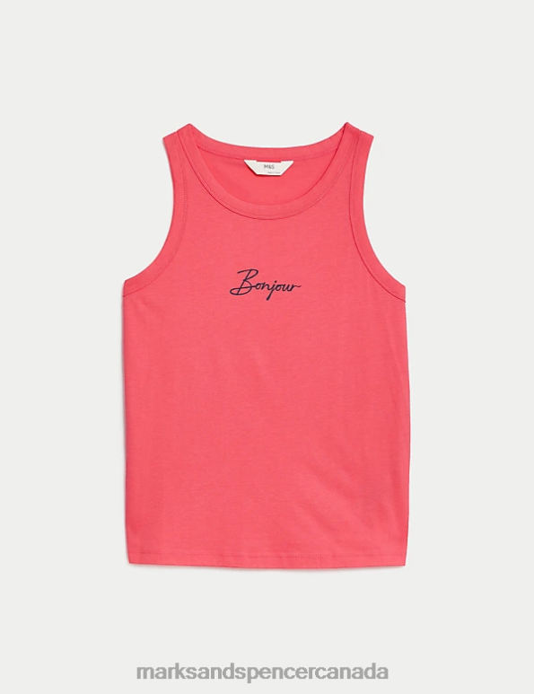 Unisex Pink Mix Lingerie Marks & Spencer Bonjour Slogan Vest 20VTD3457 - Marks and Spencer Canada locations