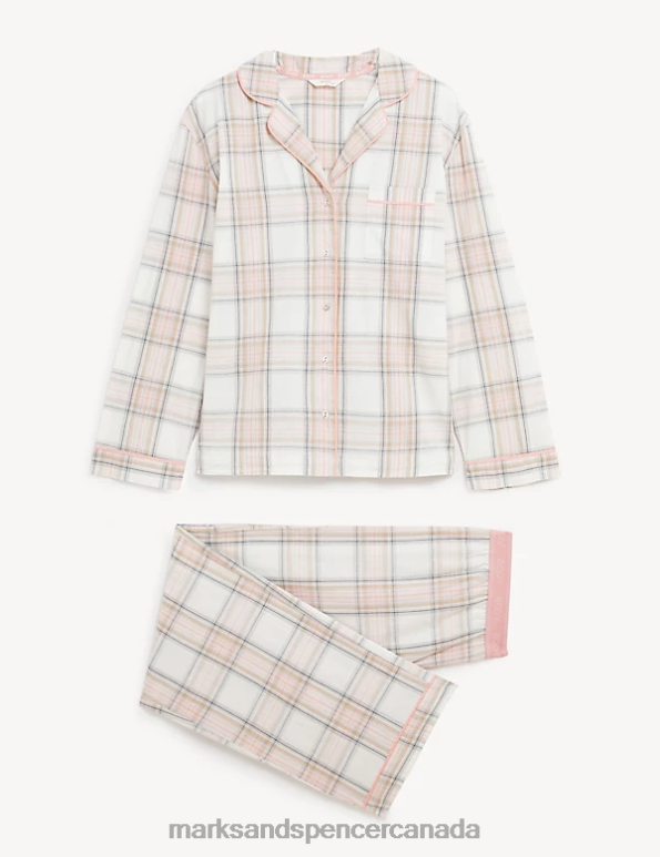 Marks and Spencer Canada - Unisex Pink Mix Lingerie Marks & Spencer Cotton Revere Pyjama 20VTD3669
