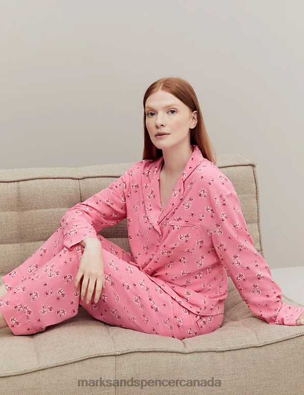 Unisex Pink Mix Lingerie Marks & Spencer Floral Print Pyjama Bottoms 20VTD3516 - Marks and Spencer Canada locations
