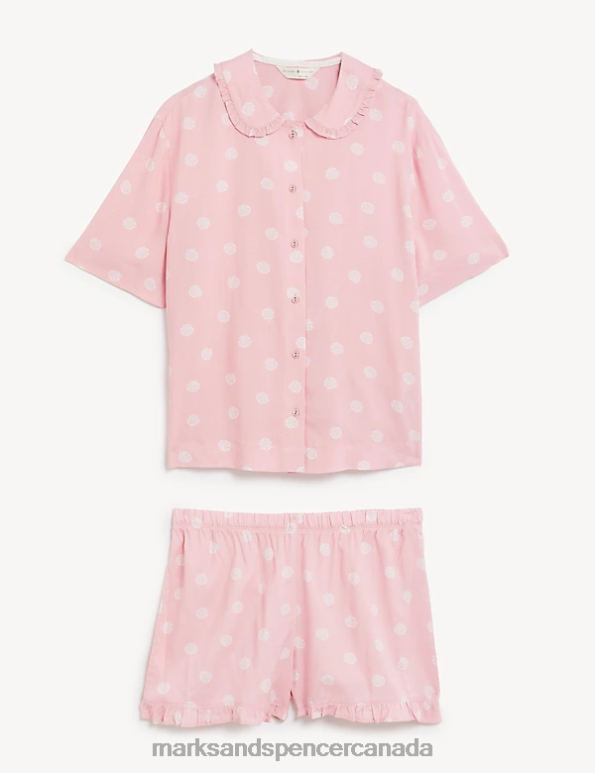 Unisex Pink Mix Lingerie Marks & Spencer Shell Polka Dot Shortie Set 20VTD3485 - Marks and Spencer Canada locations