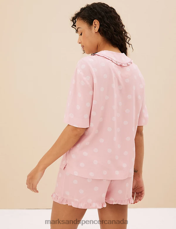 Unisex Pink Mix Lingerie Marks & Spencer Shell Polka Dot Shortie Set 20VTD3485 - Marks and Spencer Canada locations