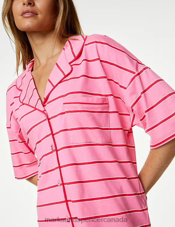 Marks and Spencer Canada - Unisex Pink Mix Lingerie Marks & Spencer Striped Shortie Set 20VTD3332
