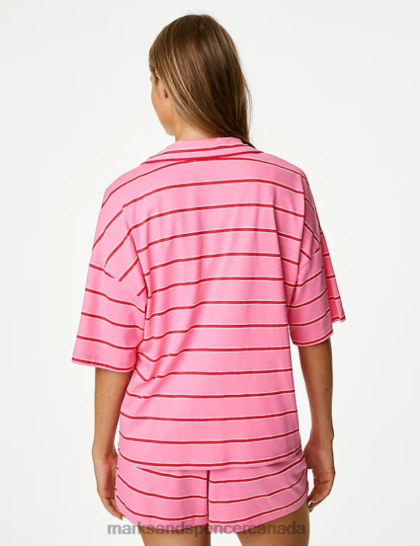 Marks and Spencer Canada - Unisex Pink Mix Lingerie Marks & Spencer Striped Shortie Set 20VTD3332