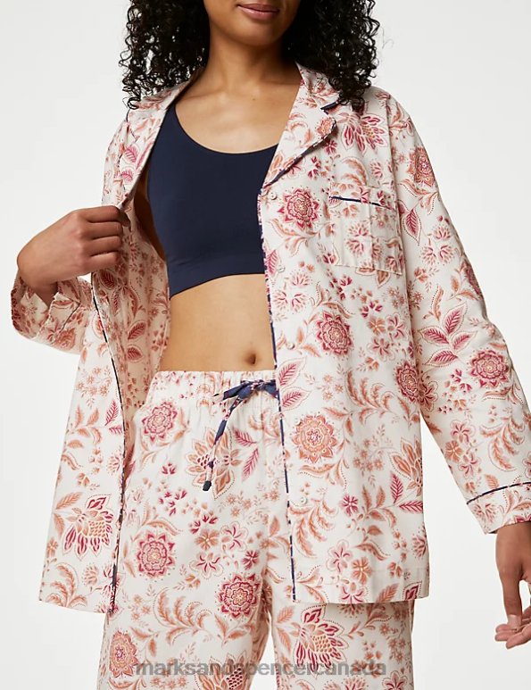 Marks and Spencer sale - Unisex Raspberry Lingerie Marks & Spencer Pure Cotton Floral Pyjama Set 20VTD3337