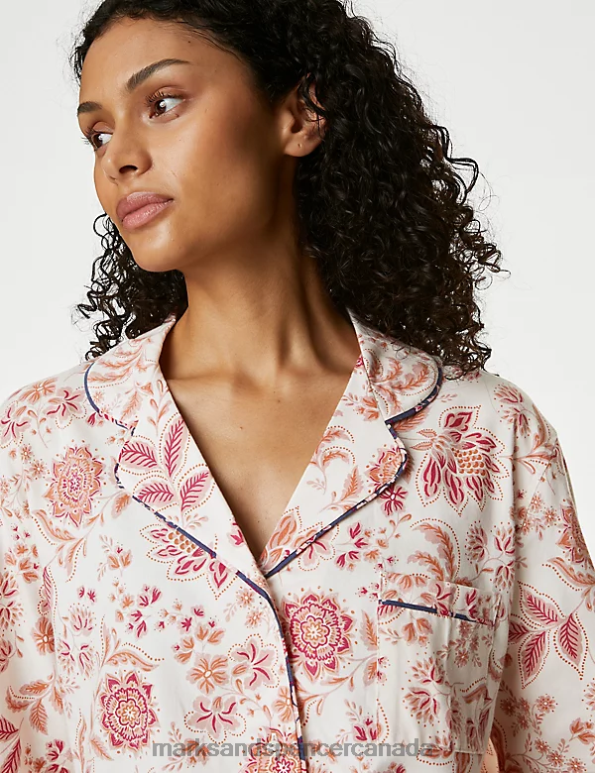 Marks and Spencer sale - Unisex Raspberry Lingerie Marks & Spencer Pure Cotton Floral Pyjama Set 20VTD3337