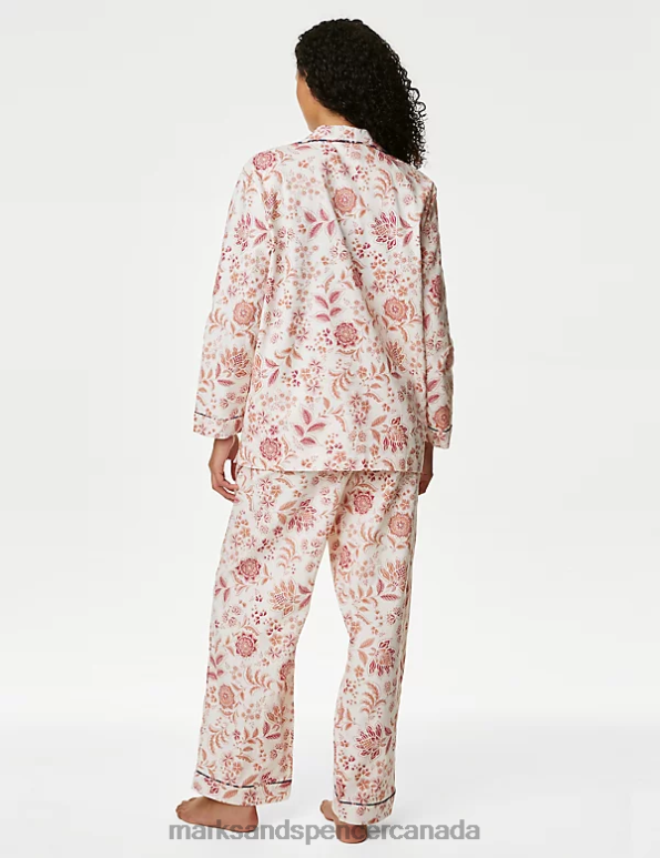 Marks and Spencer sale - Unisex Raspberry Lingerie Marks & Spencer Pure Cotton Floral Pyjama Set 20VTD3337