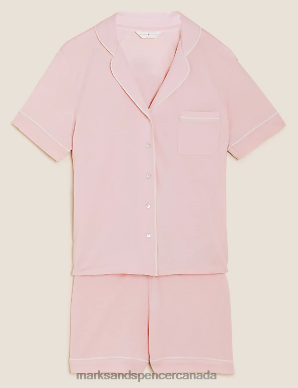Marks and Spencer Canada - Unisex Soft Pink Lingerie Marks & Spencer Cotton Modal Shortie Set 20VTD3542