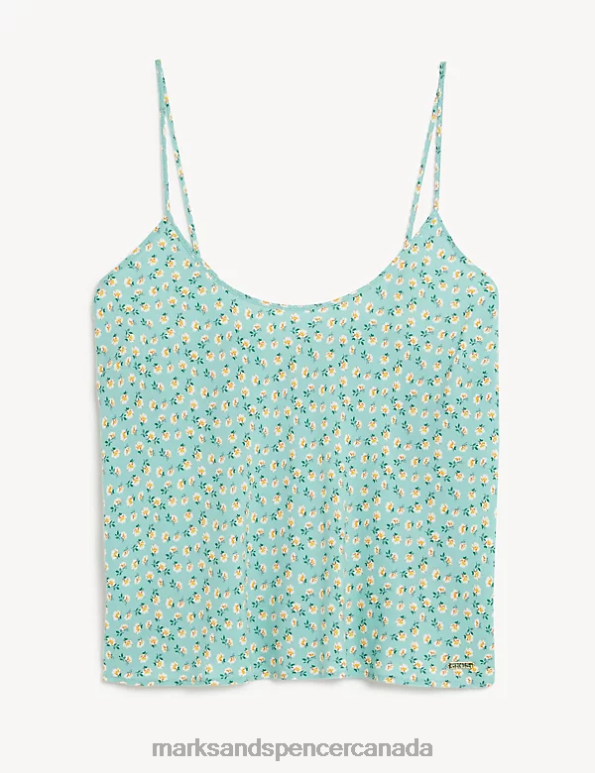 Unisex Teal Mix Lingerie Marks & Spencer Floral Print Cami Top 20VTD3560 - Marks and Spencer online