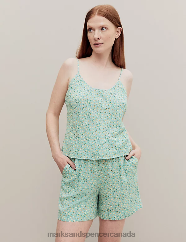 Unisex Teal Mix Lingerie Marks & Spencer Floral Print Cami Top 20VTD3560 - Marks and Spencer online