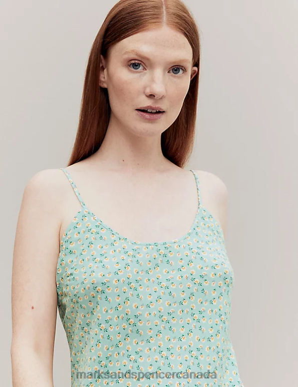 Unisex Teal Mix Lingerie Marks & Spencer Floral Print Cami Top 20VTD3560 - Marks and Spencer online