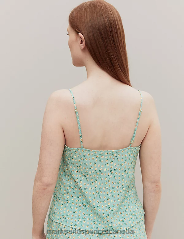 Unisex Teal Mix Lingerie Marks & Spencer Floral Print Cami Top 20VTD3560 - Marks and Spencer online