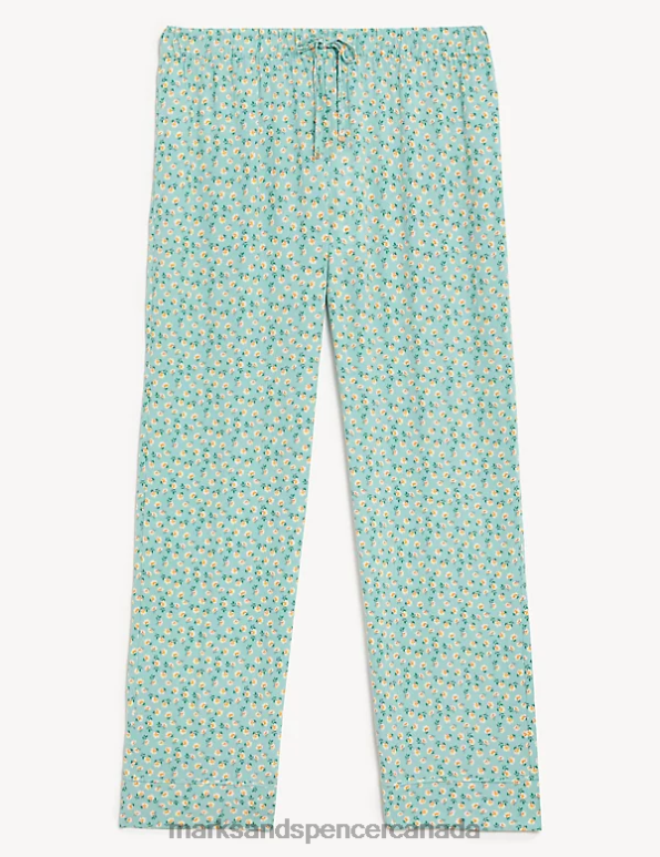 Marks and Spencer near me - Unisex Teal Mix Lingerie Marks & Spencer Floral Print Pyjama Bottoms 20VTD3421