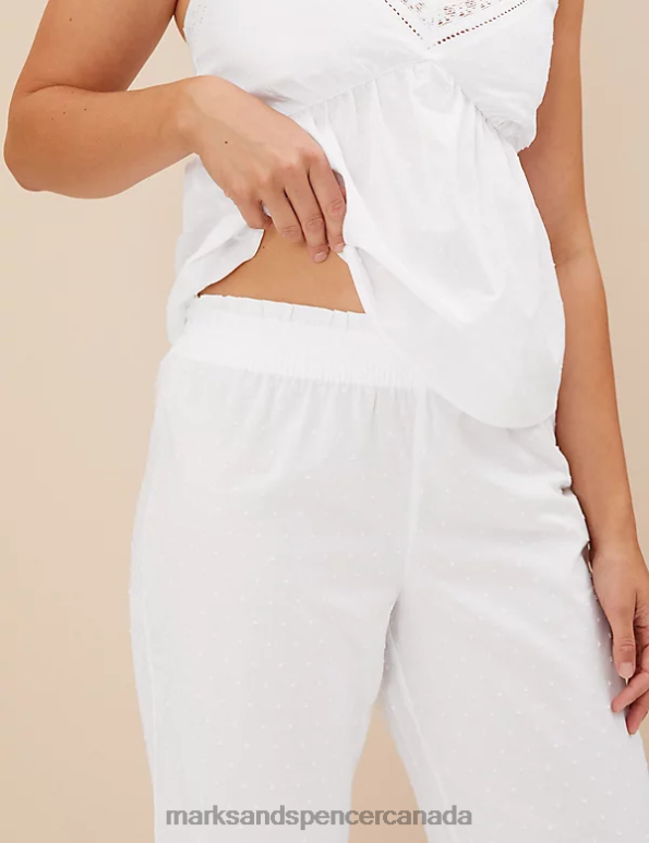 Unisex White Lingerie Marks & Spencer Pure Cotton Cropped Pyjama Bottoms 20VTD3534 - Marks and Spencer online
