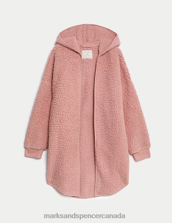 Unisex Antique Rose Lingerie Marks & Spencer Teddy Borg Hooded Cardigan 20VTD3863 - Marks and Spencer outlet