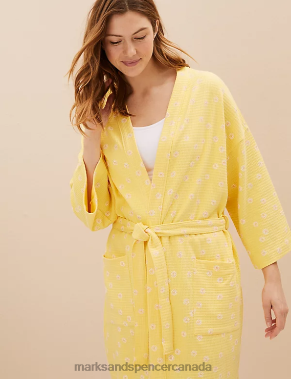 Marks and Spencer sale - Unisex Banana Lingerie Marks & Spencer Pure Cotton Waffle Dressing Gown 20VTD3655