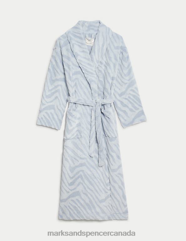 Marks and Spencer sale - Unisex Blue Mix Lingerie Marks & Spencer Fleece Animal Print Long Dressing Gown 20VTD3423
