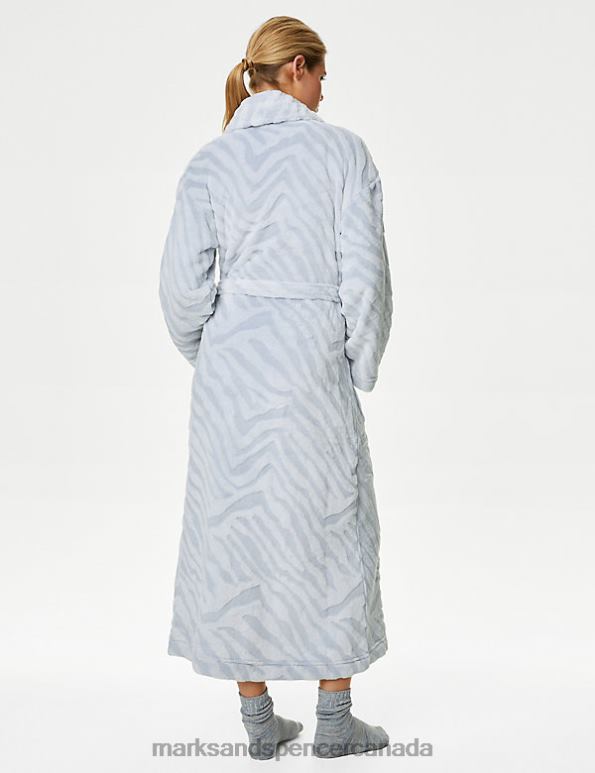 Marks and Spencer sale - Unisex Blue Mix Lingerie Marks & Spencer Fleece Animal Print Long Dressing Gown 20VTD3423