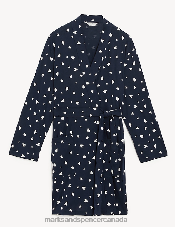 Marks and Spencer Canada - Unisex Navy Mix Lingerie Marks & Spencer Cotton Modal Dressing Gown 20VTD3592