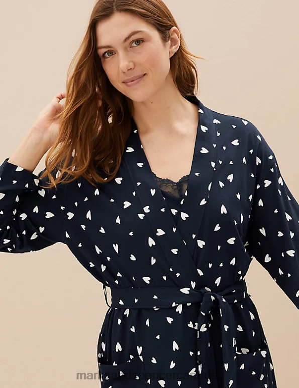 Marks and Spencer Canada - Unisex Navy Mix Lingerie Marks & Spencer Cotton Modal Dressing Gown 20VTD3592