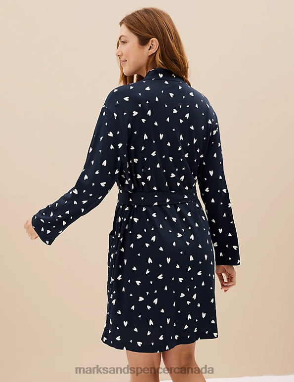 Marks and Spencer Canada - Unisex Navy Mix Lingerie Marks & Spencer Cotton Modal Dressing Gown 20VTD3592