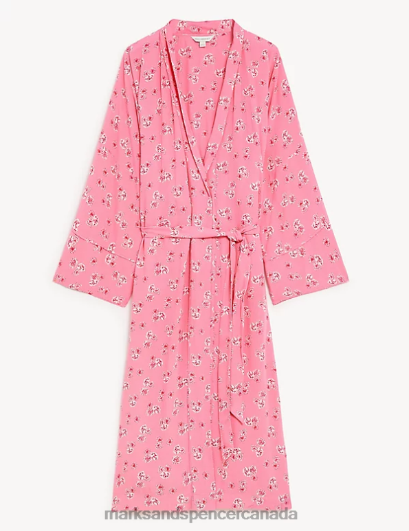 Unisex Pink Mix Lingerie Marks & Spencer Floral Print Long Kimono Robe 20VTD3562 - Marks and Spencer outlet