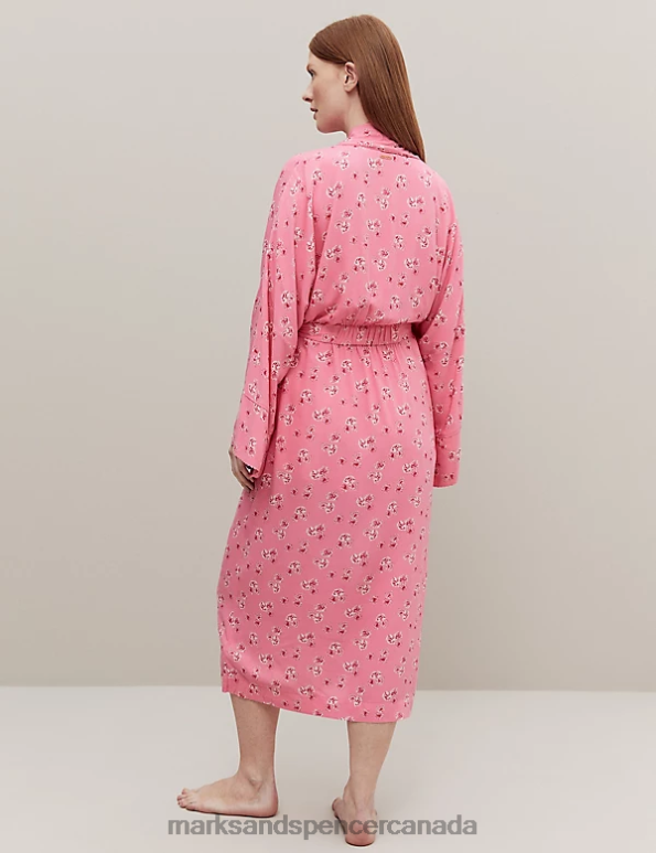 Unisex Pink Mix Lingerie Marks & Spencer Floral Print Long Kimono Robe 20VTD3562 - Marks and Spencer outlet